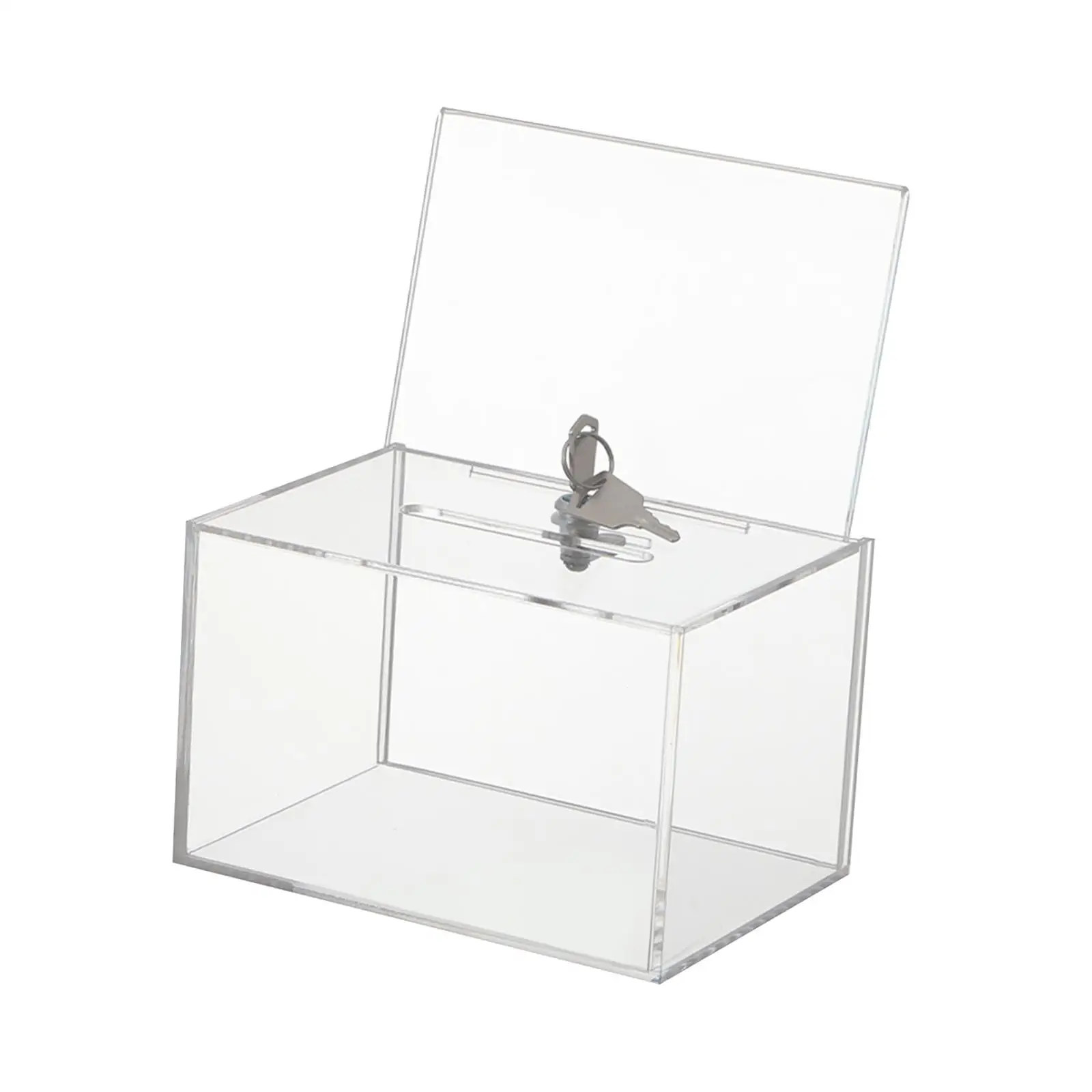 Acrylic Donation Box Voting Box Lockable Transparent Raffle Box Display Case for Desk