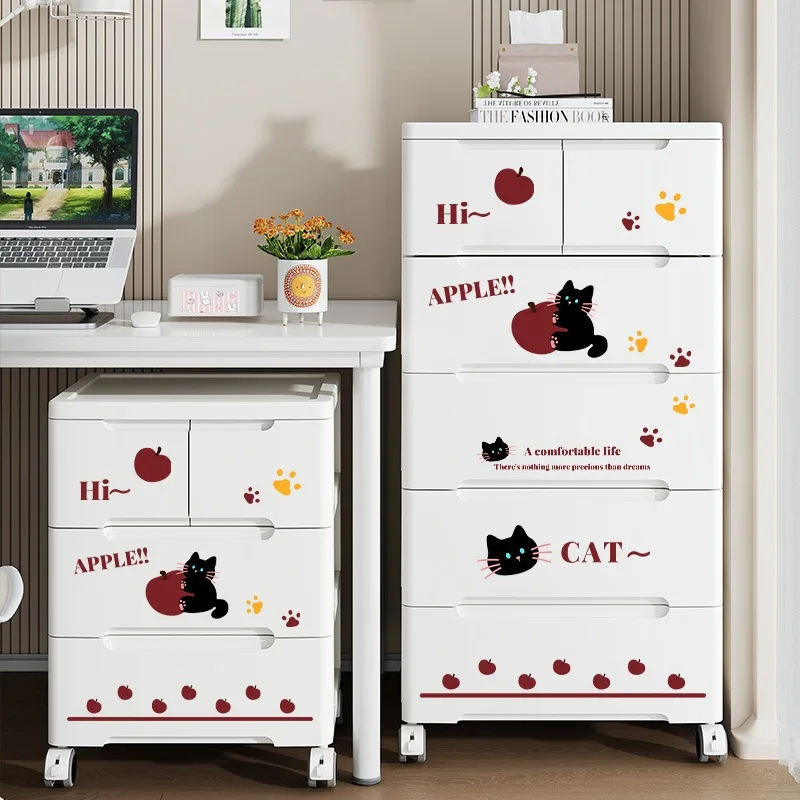 Cartoon drawer storage cabinet Children's plastic wardrobe storage bag locker Living room snack toy storage cabinet