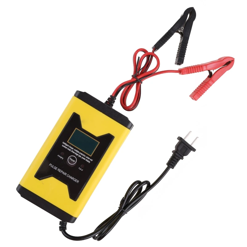 Car Motorcycle Battery Charger 12V Full Automatic Smart Power Charger Maintainer Lead Acid Intelligent Pulse LED Display