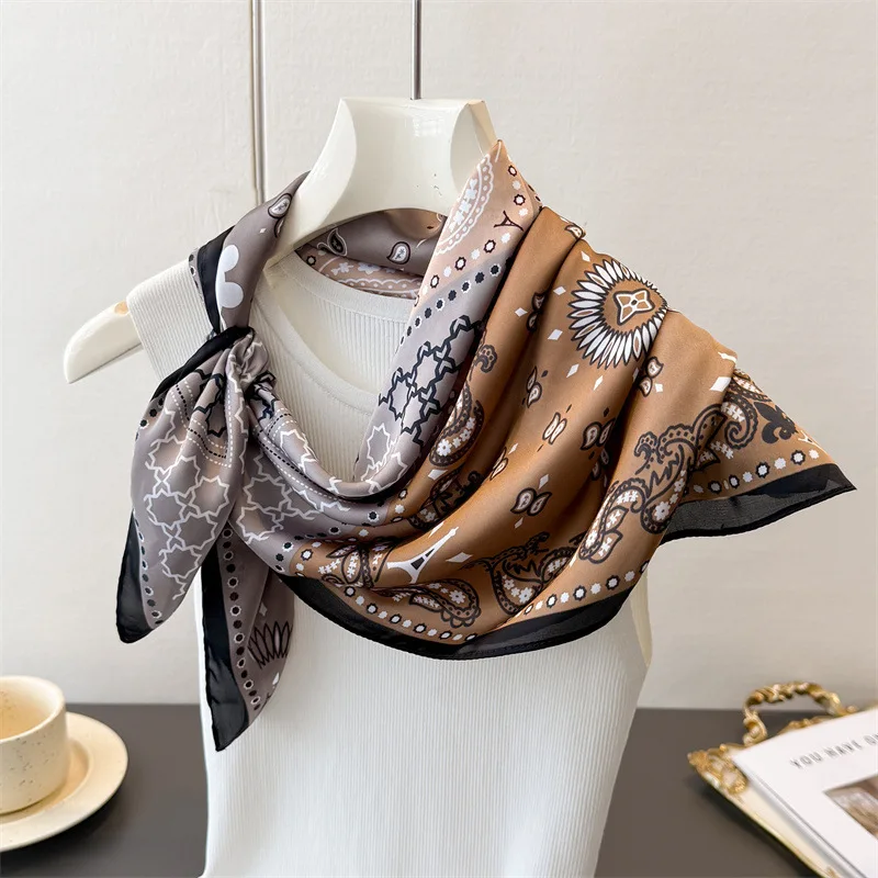 

Новый роскошный шелковый платок 2026 года, квадратный, 70*70 см, для женщин, бандана, мягкая повязка для волос, хиджаб, шейный платок, повязка на голову, фулярд