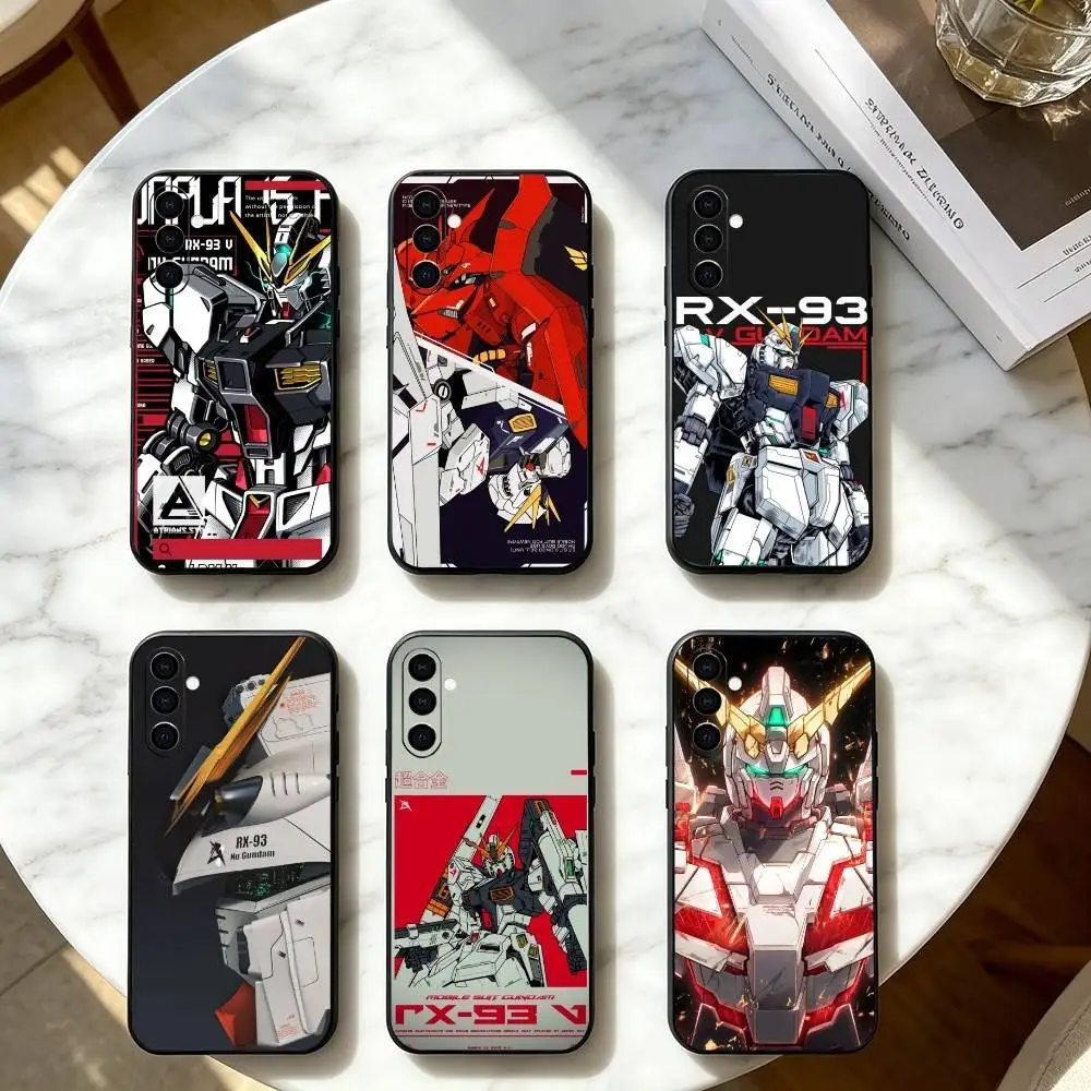 

Mobile Suit G-Gundam Gift RX-93 Phone Case Black Silicone Soft For Samsung Galaxy A73,A72,A71,A70,A53,A52,A51