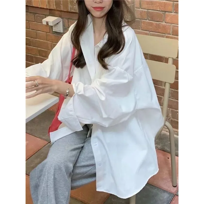 2025 Korean Style Long-sleeved Boyfriend Style Shirts for Women Spring and Autumn Sun Protection Clothes Loose Versatile Shirts