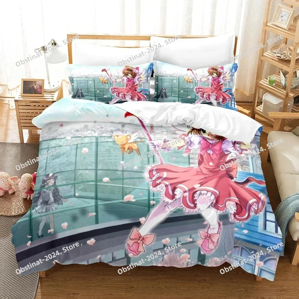 

3D Anime Cardcaptor Sakura Bedding Set Printed single Comforter Quilt Bed Cover Duvet Cover Pillow Case 3 Pieces Kids Adult Size