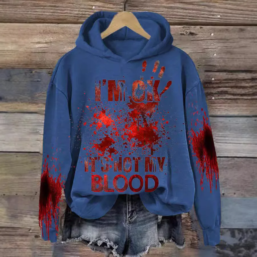 2024 Halloween New Product European and American Women's Wear Autumn/Winter Loose Hoodie 3D Letter Printed Hoodie for Women