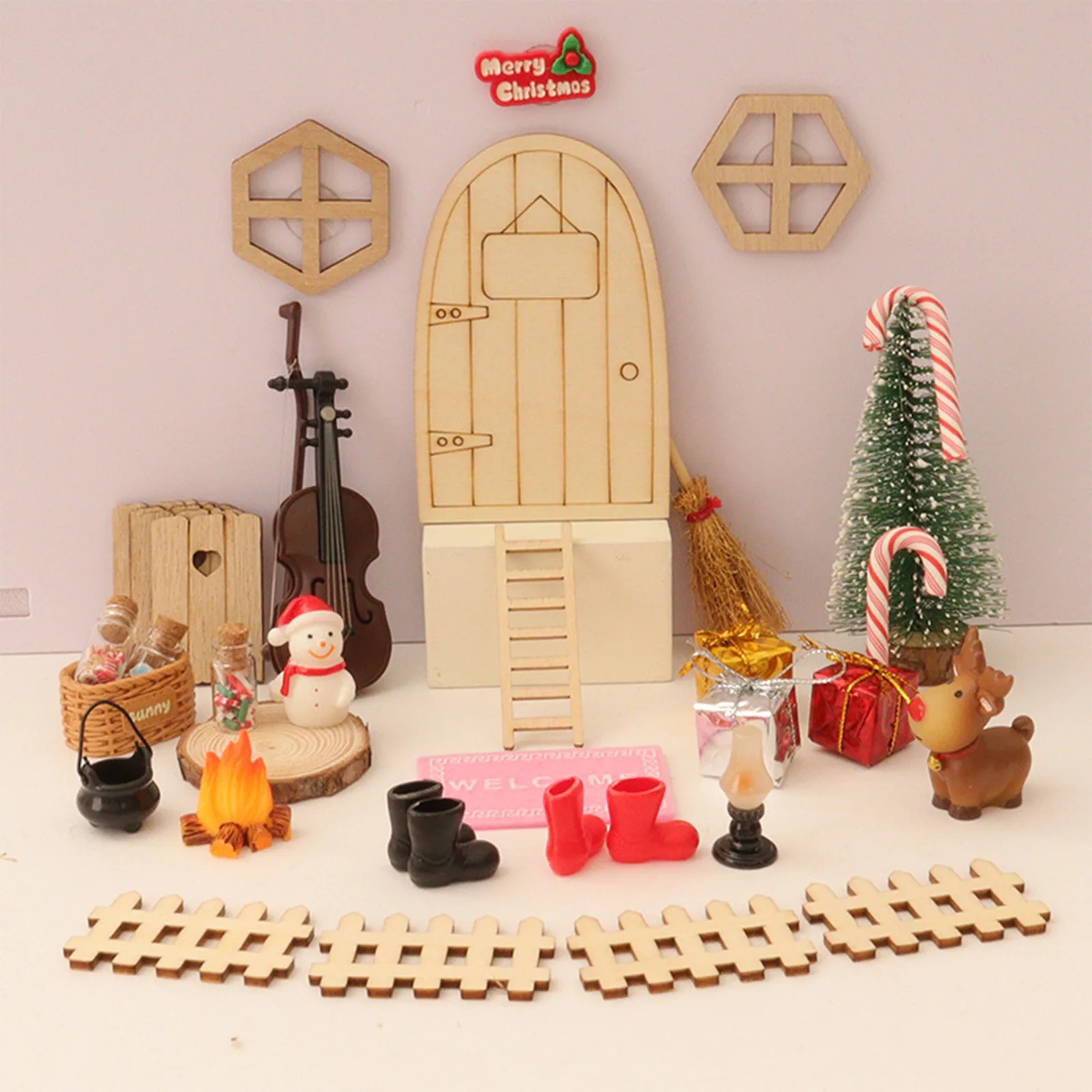 

Кукольный дом, мини-рождественская дверь эльфа, сказочное украшение на Хэллоуин, мини-цветная дверь, мини-дом, ретро-дверь, рождественское украшение «сделай сам»