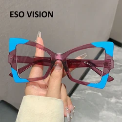 Eso Vision Oversized Prescription Reading Glasses Anti Blue Lens Light Woman Fashion Female Myopia eyeglasses Frame 2.0 4.0  6.0
