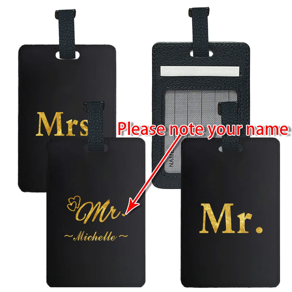 Custom Name Luggage Tag PU Leather Couple Travel Suitcase Label ID Address Holder Baggage Tags for Wedding Gift Travel Accessory