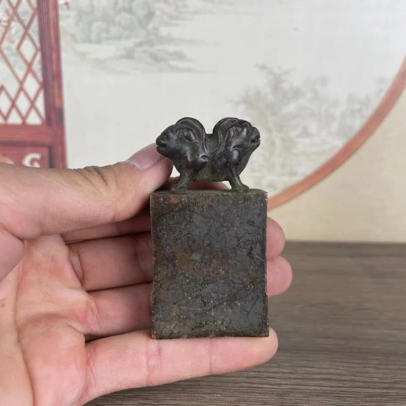 Gold and stone engraving, double dragon , copper alloy , 