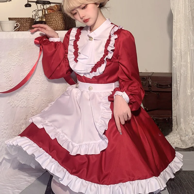 Brystish Anime Maid Cosplay kostiumy kobiet Halloween fartuch pokojówka impreza przebierana sukienka japońska Gothic Lolita stroje księżniczki