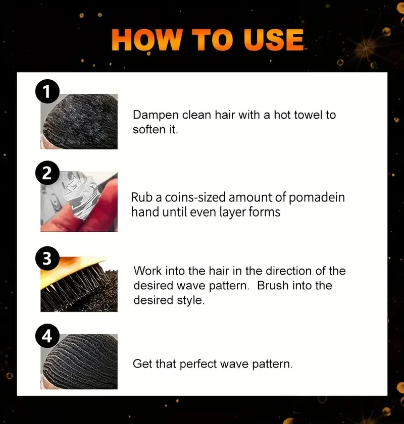 مجموعة تصفيف الشعر للرجال 360 درجة - شمع ودهن للشعر للرجال، فرشاة وذيل طويل Durag للعناية بالشعر #6