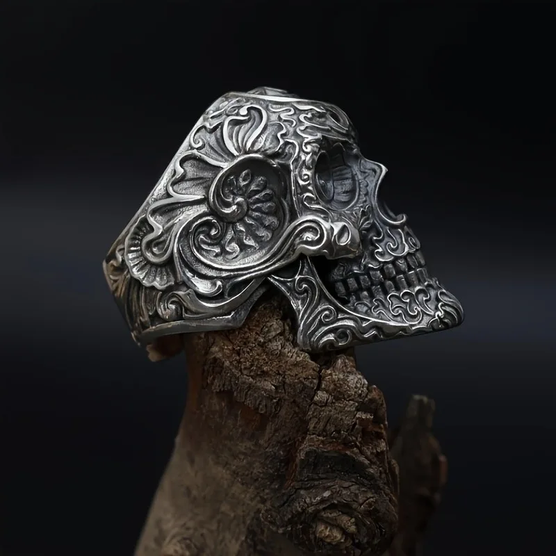 Anel gótico punk com design de caveira, joias da moda, anel de bicicleta para motocicletas de halloween, anel de festa de concerto para homens, ideia de presente gótica legal