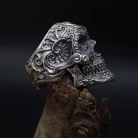 Gothic Punk Skull Design Jewelry Fashion Bicycle Ring for Halloween Motorcycles Concert Party Ring for Men Cool Gothic Gift Idea
