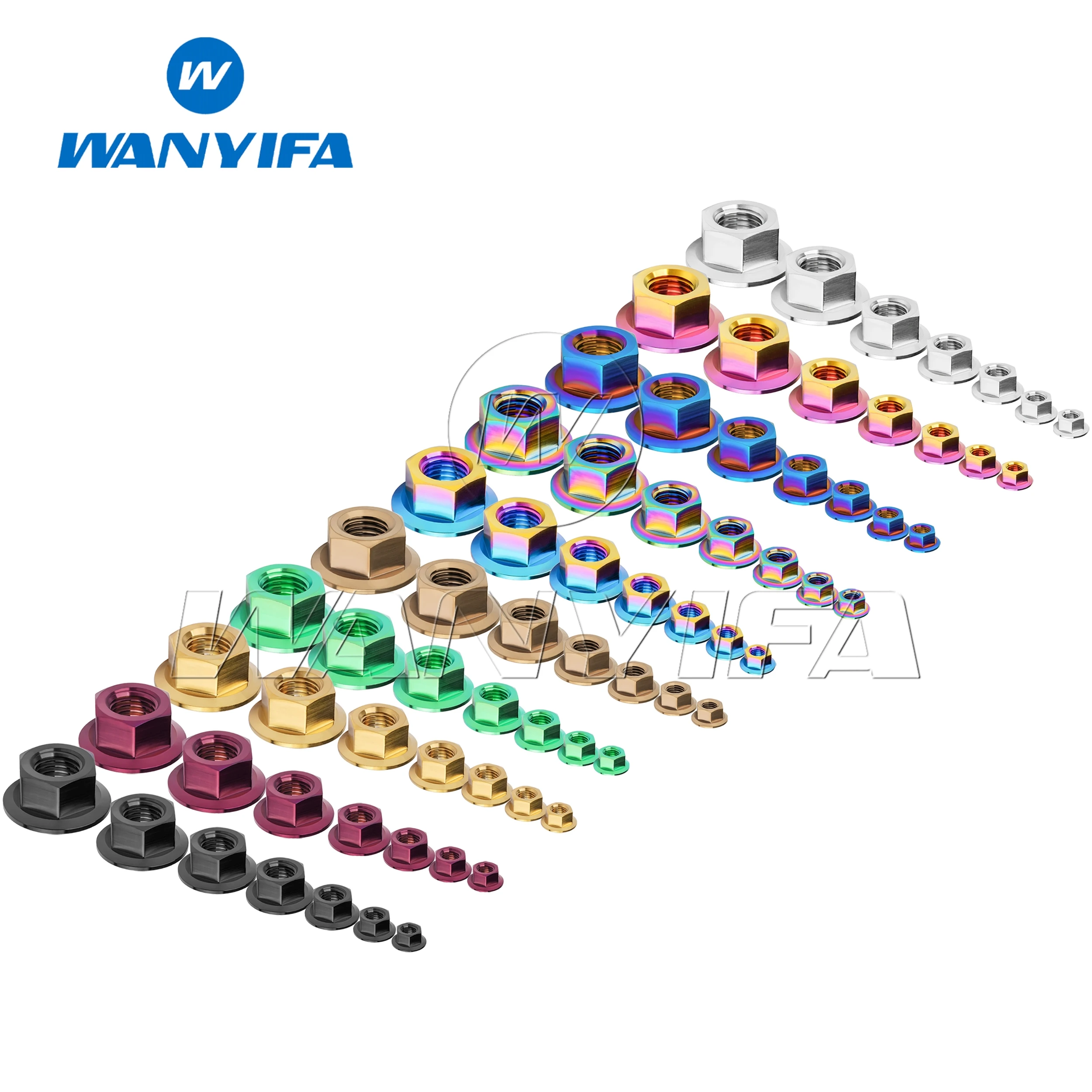 Wanyifa Titanium Nut M5 M6 M8 M10 M12 M14 M16 Flange Nut Screw Bolt for Motorcycle Bicycle Bike