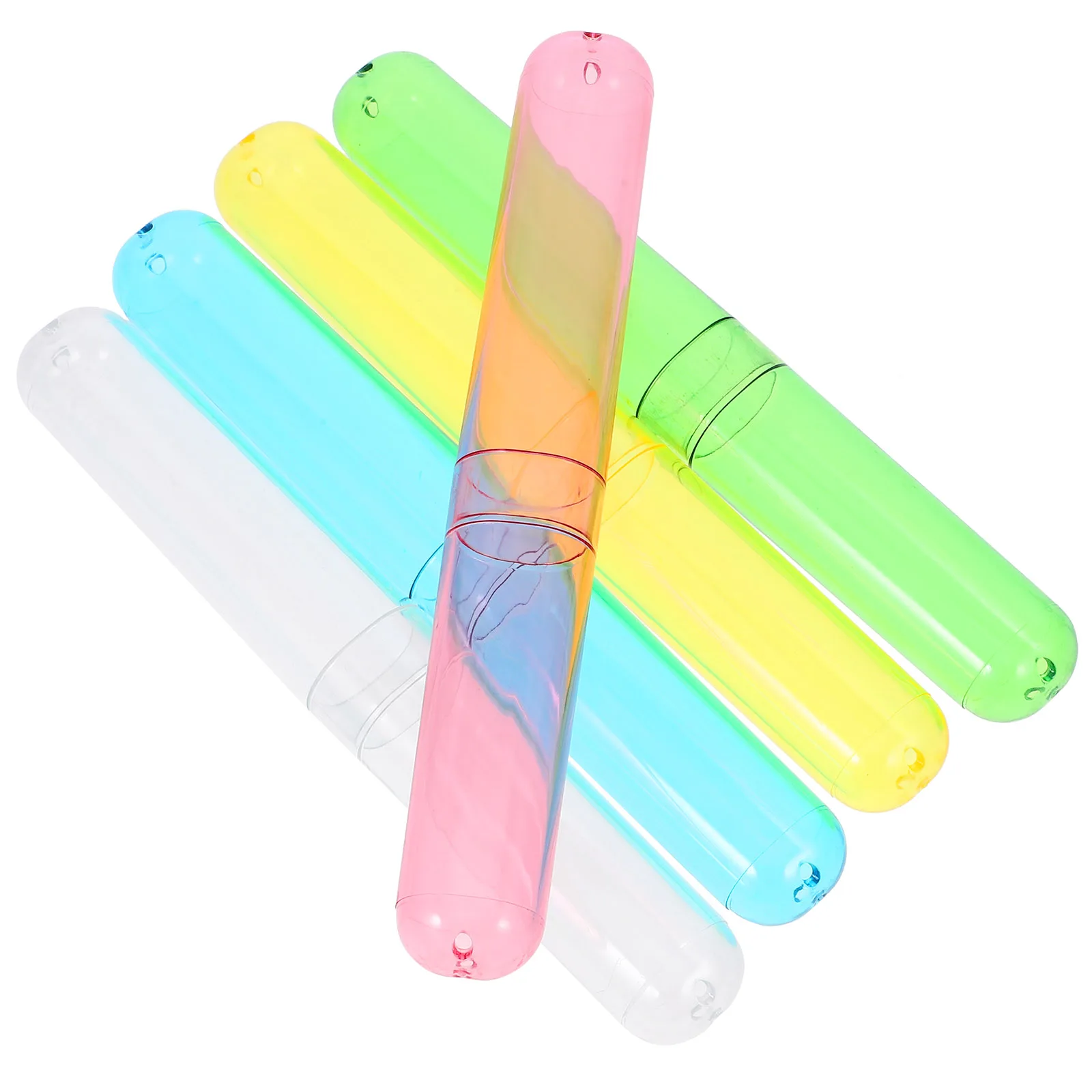 

5pcs Toothbrush Travel Toothbrush Case Holder High Transparent Cover Organizer Plastic Container For Home And Travel Use