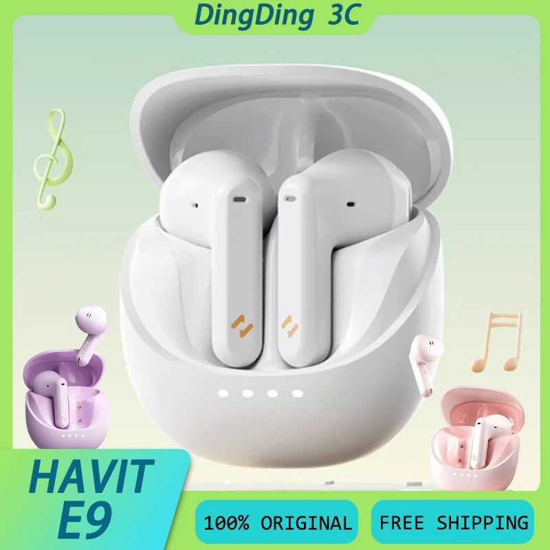 HAVIT E9 Wireless Earphone Noise Reduction Hi-Fi Bluetooth5.4 Long Endurance Half In Ear Small Ear Headset Custom Gaming Earbuds