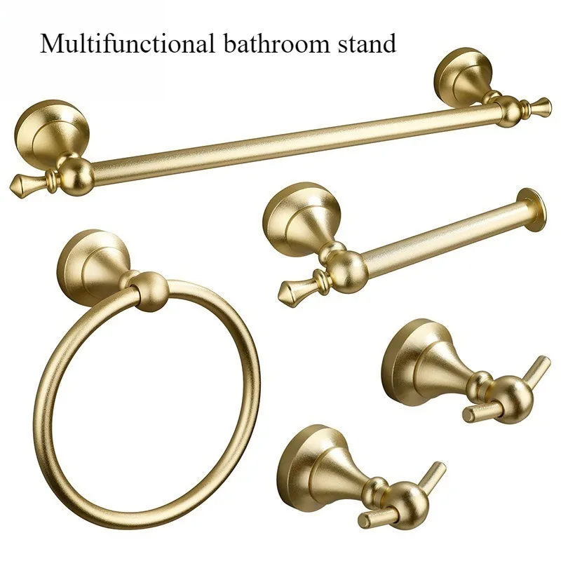 

Modern 5-Piece Bathroom Kit - Brushed Steel Towel Bar, TP Holder & 3 Hooks, Spa Style Wall Organizer toilet accessories