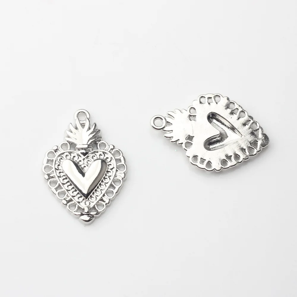 Fashion Zinc Alloy Charms: Alloy Lace Edge Heart-shaped Accessories for DIY Jewelry Earrings Wholesale10pcs/lot