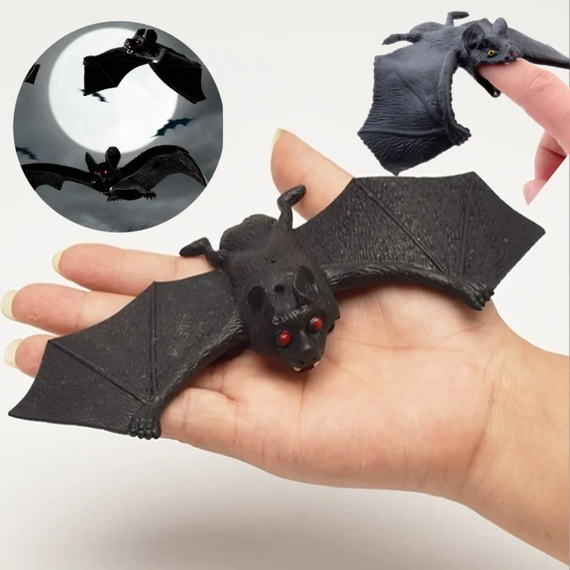 5 Stück lebensechte gefälschte Fledermaus-Halloween-Dekoration, Horrorhaus, hängende Requisiten, Halloween-Party, DIY-Ornament, weiches Fledermaus-Spielzeug