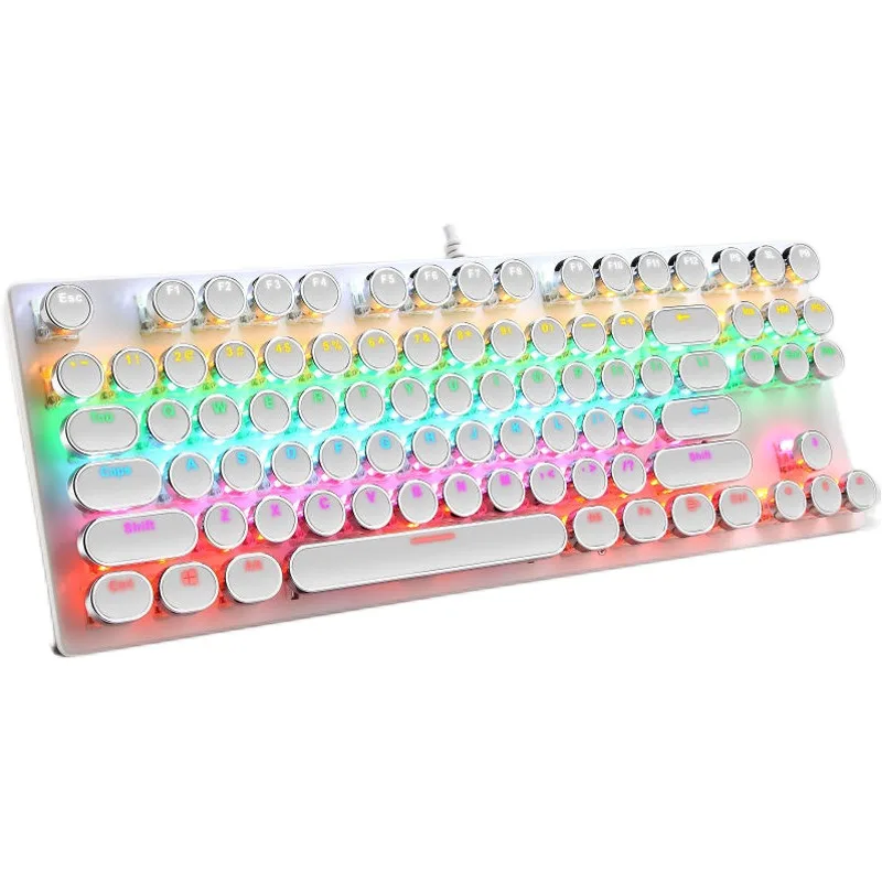 87 Keys Mechanical Keyboard Wired Punk Keycaps Gaming Gaming Home Office Illuminated Low-profile Keyboard with Numeric Keypad