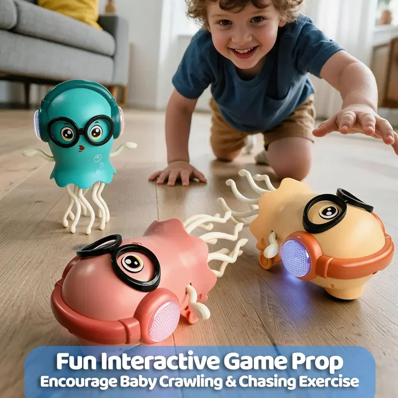 Electric Dancing Jellyfish Toy Obstacle Avoidance Robot Toy with Music 3D Flashing Light Interactive Sensory Play Toy Kids Gifts