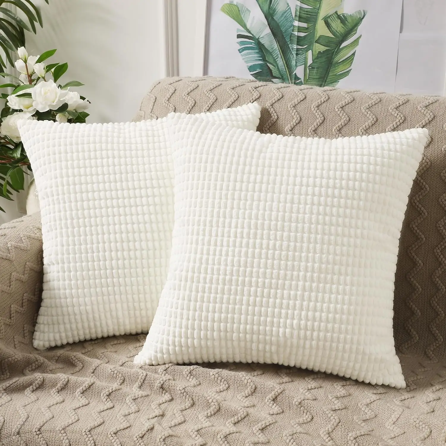 Dekokissenbezüge, Dekor, Euro-Kissenbezüge, Mais, gestreift, weicher Cord-Kissenbezug, Heimdekoration für Couch, Bett, Sofa, Schlafzimmer, Auto