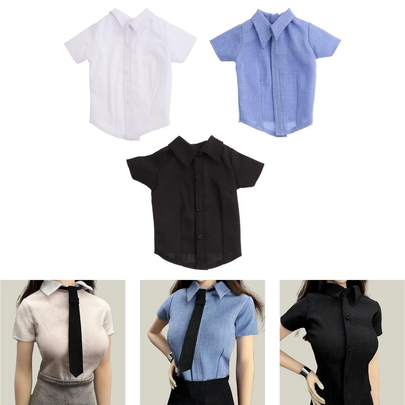 1:6 Scale Women Short Sleeve Shirt Action Figure Clothes Casual Mini Doll Casual Tops Clothing for 12inch Scale Female Figure