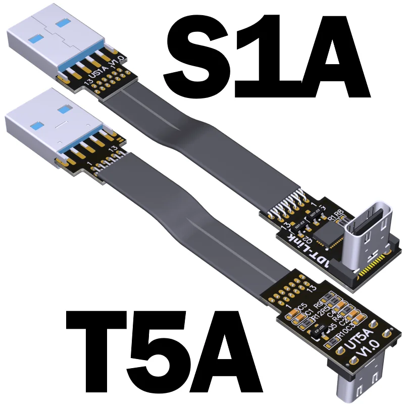 Ngắn Đen FFC USB C FPV Bằng Phẳng Mỏng Viền Mỏng FPC Cáp USB Loại C 90 Độ Để Tiêu Chuẩn USB Một Cho Đồng Bộ Và Sạc