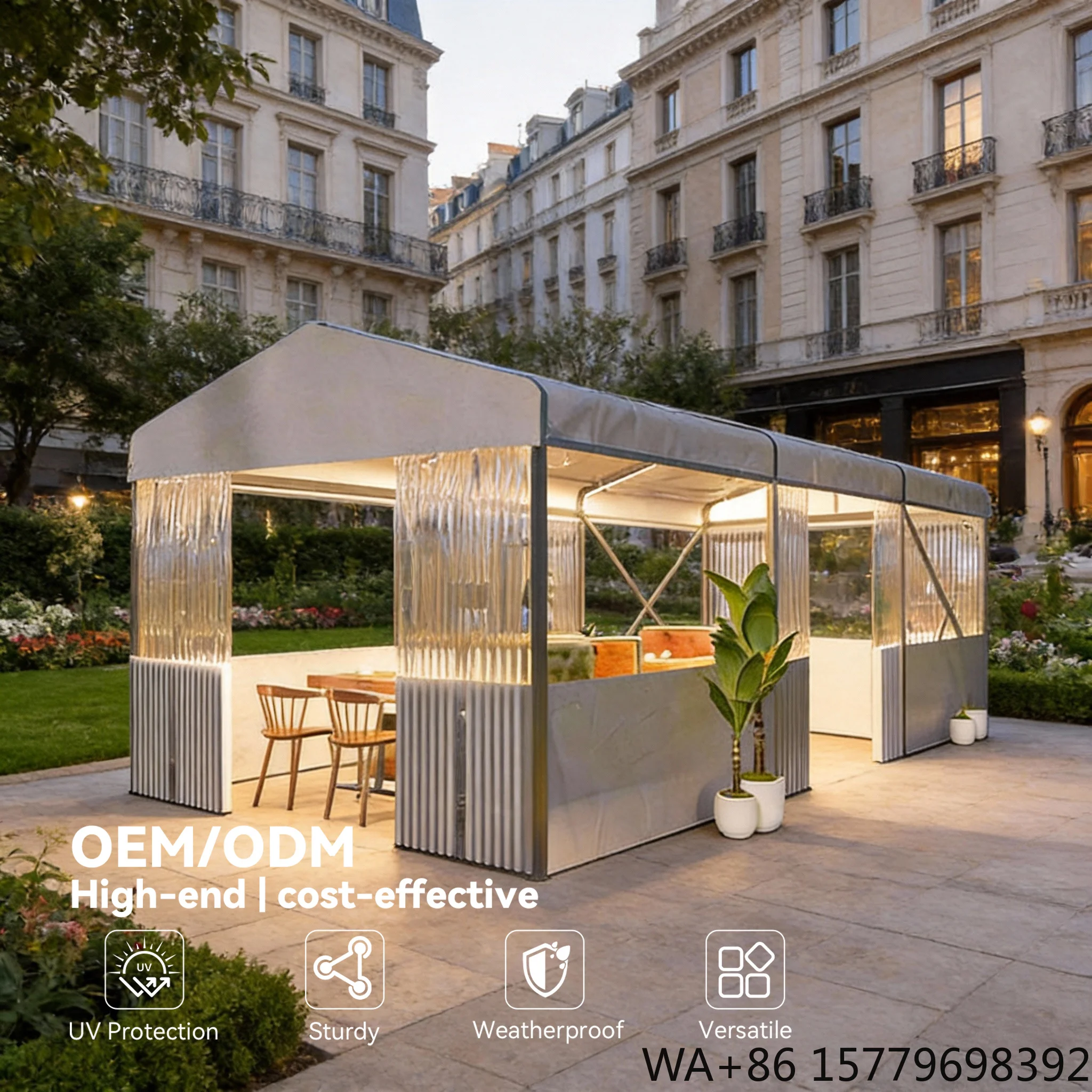 Factory Direct Premium Retractable Awning Double PVC Square 6.8m Width Unlimited Length High Cost-Effective for Restaurant