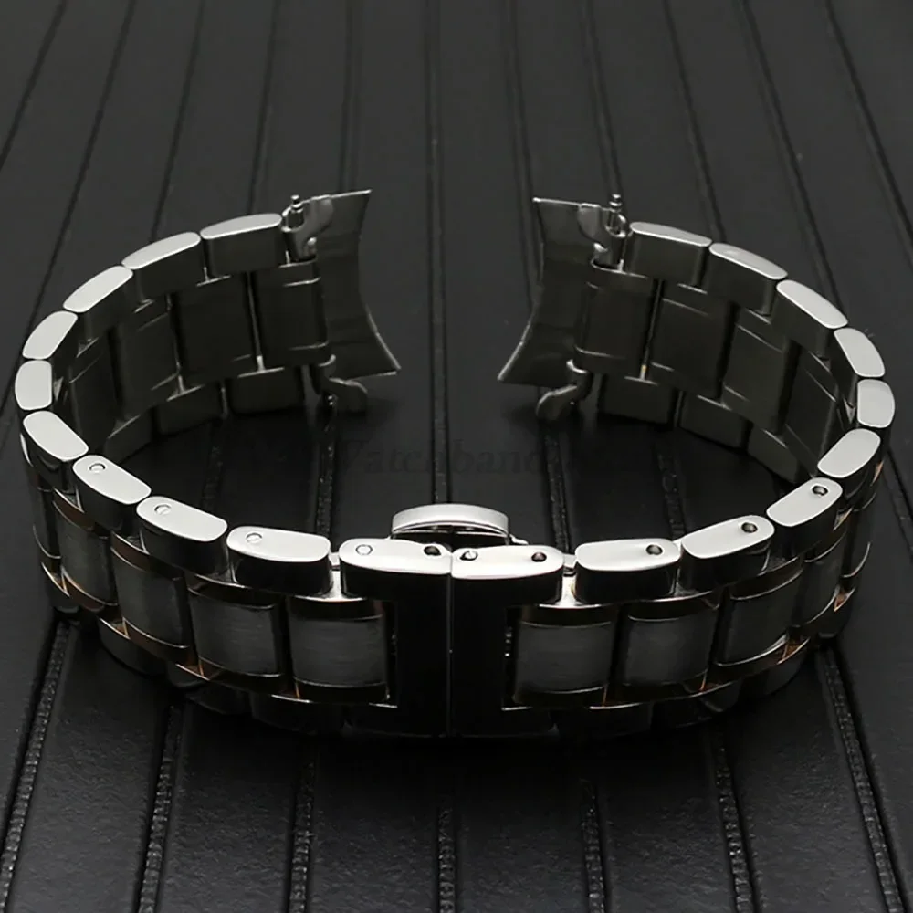 Curved End Strap Stainless Steel Watch Band 12 13 14 15 16 17 18mm 19mm 20mm 21mm 22mm 23mm 24mm Metal Staight End Bracelet