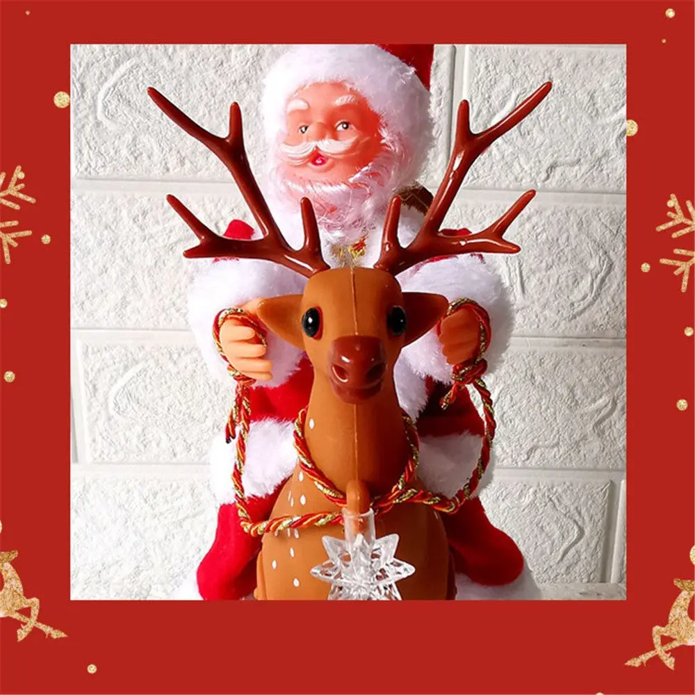 Birthday Red Sled Elk Music Xmas Decor Christmas Kid Toy Electric Santa Claus Plush Doll