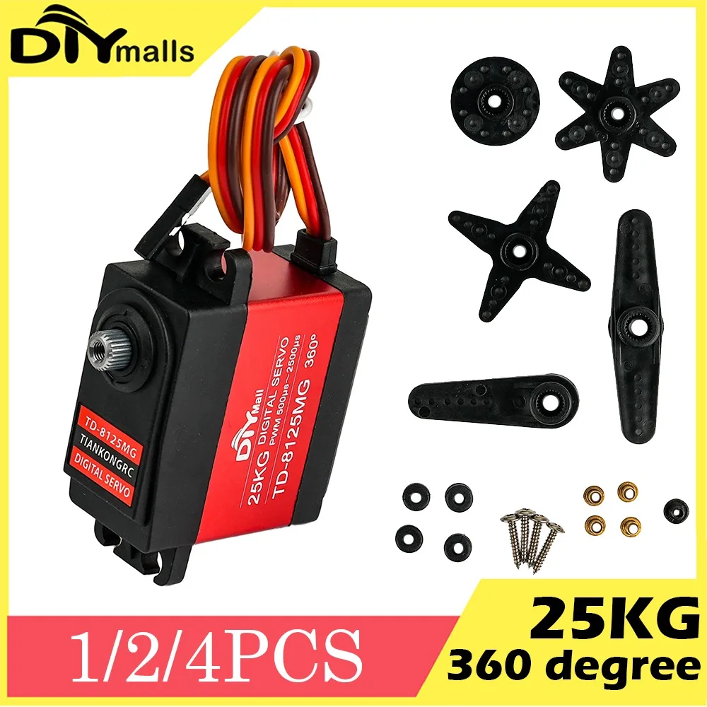 1/2/4 Stück 25KG Digitaler Servo 360 Grad TD-8125MG Wasserdicht Großes Drehmoment Metallgetriebe für DIY Roboter Roboterarm RC-Modell PWM – Detail 2