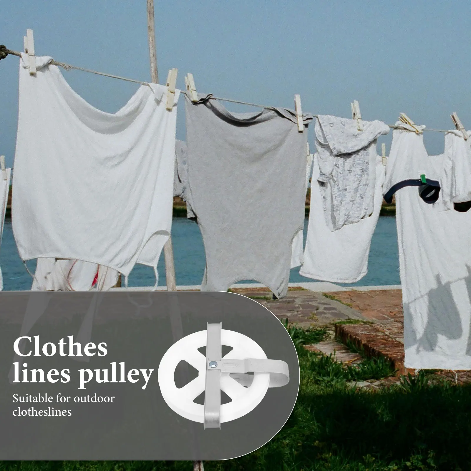 

Clothesline Pulley 5 Inch Nylon Iron Wheel for Outdoor Drying Max 3 8 Inch Rope Washing Line Pulley Kit Clothes Hanging Strap