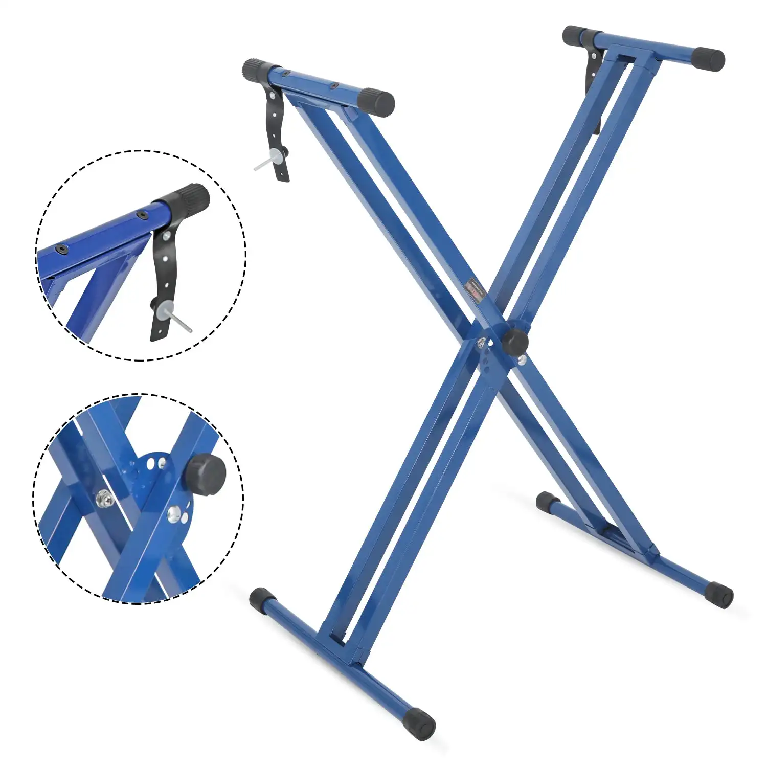 5Core Keyboard Stand Double X Style Adjustable Lift Piano Riser For 49 - 88 Keys KS 2X BLU