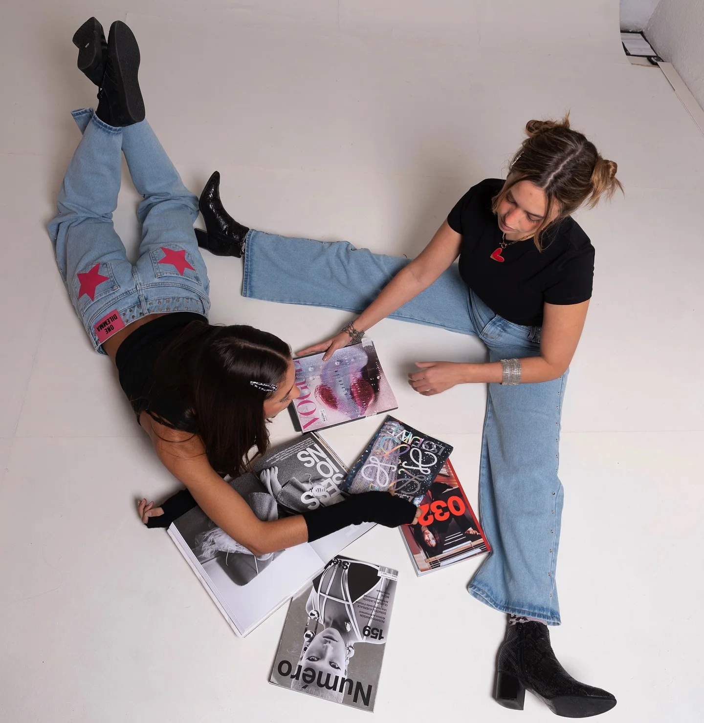 

ONE DILEMMA Five-Pointed Star Print High Waited Jeans New Street Harajuku Baggy Jeans Women Clothing Casual Straight Denim Pants