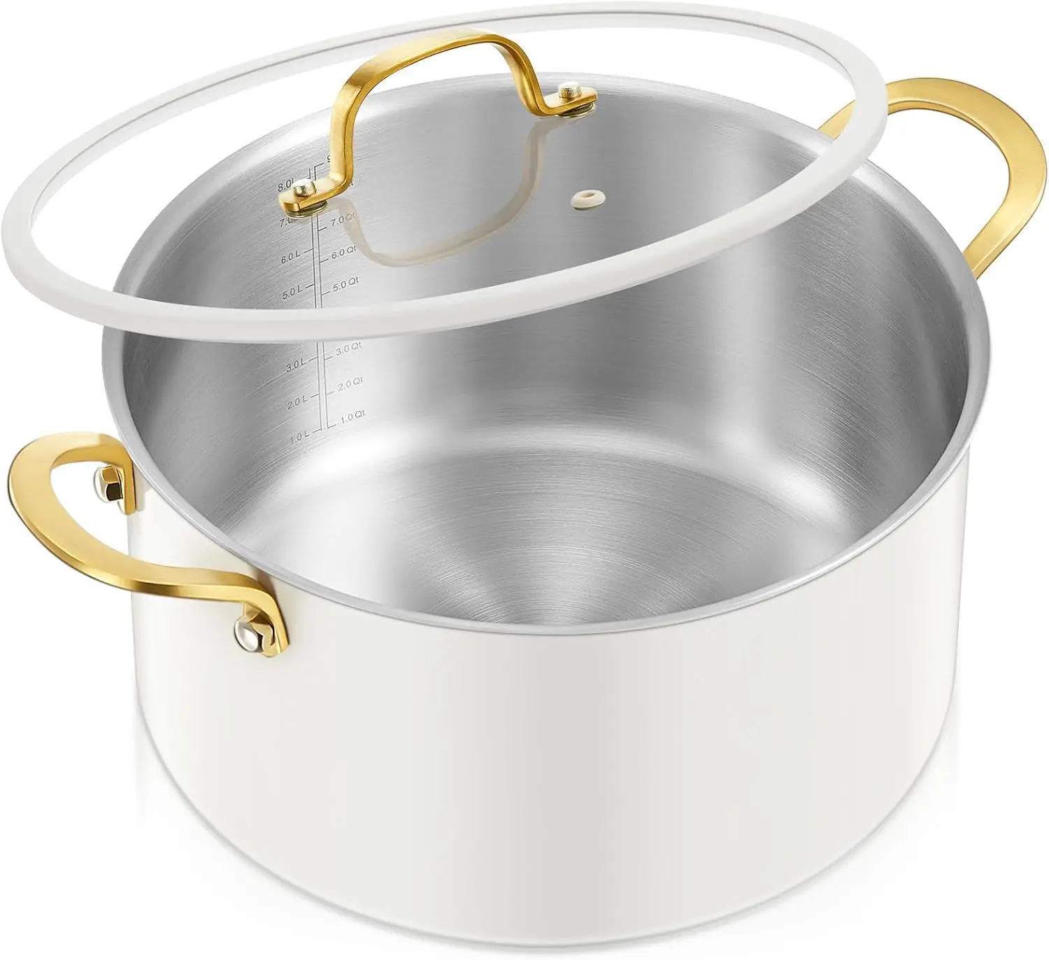

6 QT Stainless Steel Stockpot with Lid, Casserole, Soup Pot - Sturdy Handle, Even Heat for All Stoves, Ideal Soups & Stews