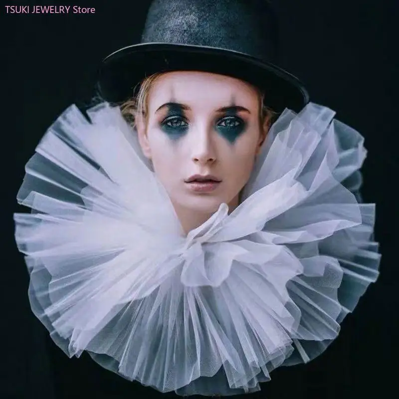 62KE Stylish Pleated Mesh Detachable Collar Perfect For Halloween Stage Performances