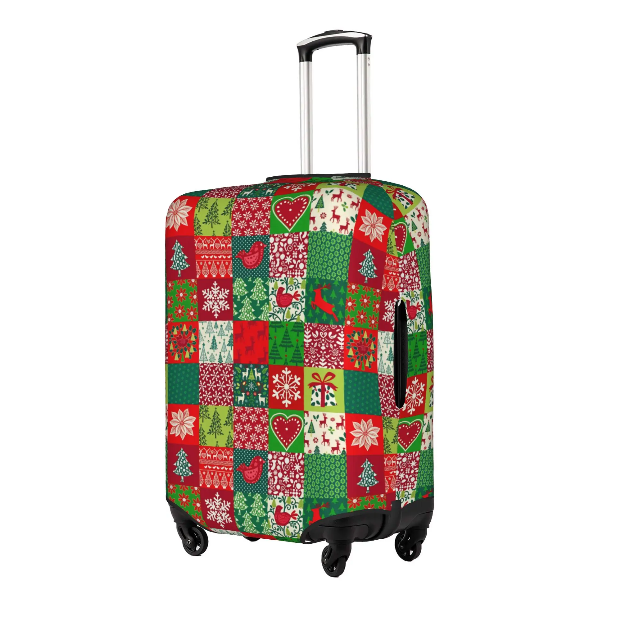 Patchwork Christmas  Travel Luggage Cover Elastic  Suitcase Cover Protector Fit 18-32 Inch