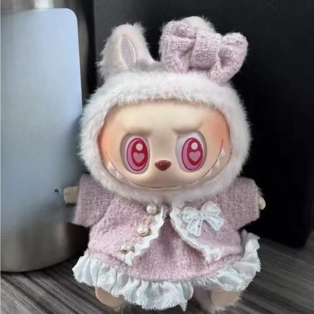 인형 옷 액세서리 라부부 옷 디자이너 흑백 체크무늬 드레스 세트 DIY 미니 인형 의류 소녀 선물