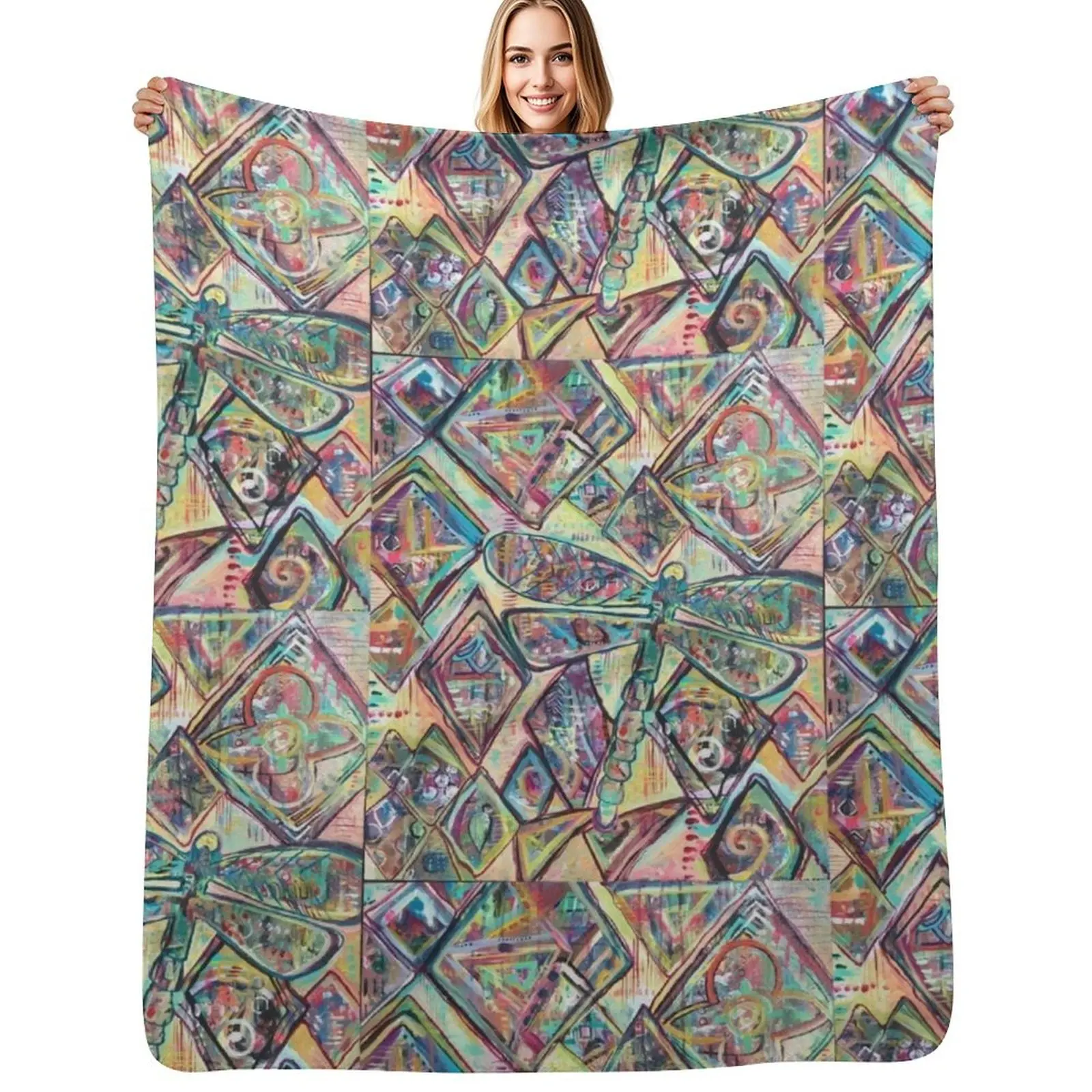 

Dragonfly painting Throw Blanket Sleeping Bag warm winter Vintage christmas gifts Blankets