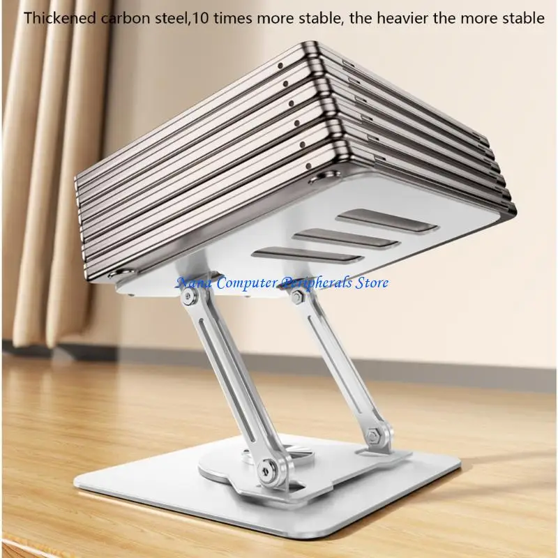 F68C Height Adjustable Laptop Stand Offering 360 Degree Rotation Alloy Steel Tablets Holder Bracket Simple Installation