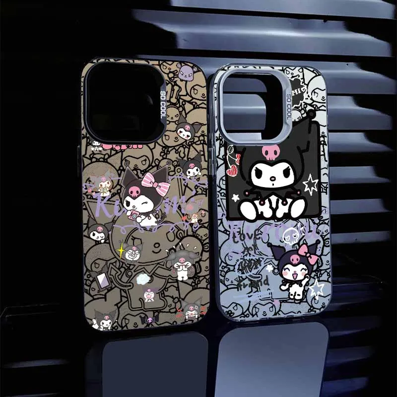 الكرتون لطيف Kuromi ل Xiaomi Poco M3 M2 M4 M5 X3 F5 X6 F6 M6 X7 F7 C31 C40 C75 C55 C65 NFC الملونة الفضة جراب هاتف