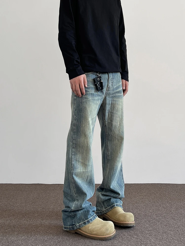 

Американские джинсы Cleanfit с бамбуковым узором, винтажные, модные, прямого кроя, с легким клешем, в стиле Vibe