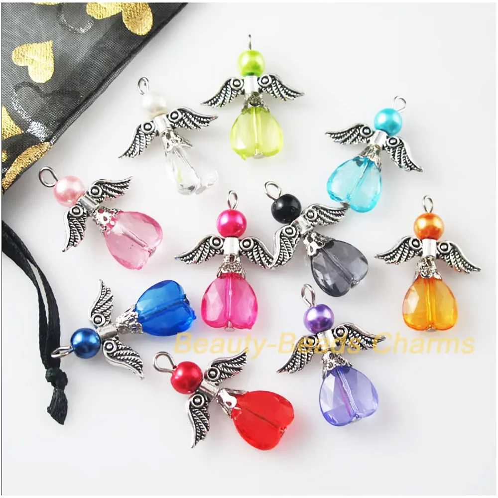 20 sztuk mieszane tańczące skrzydła anioła serce Charms wisiorki 23x29mm — zdjęcie 6