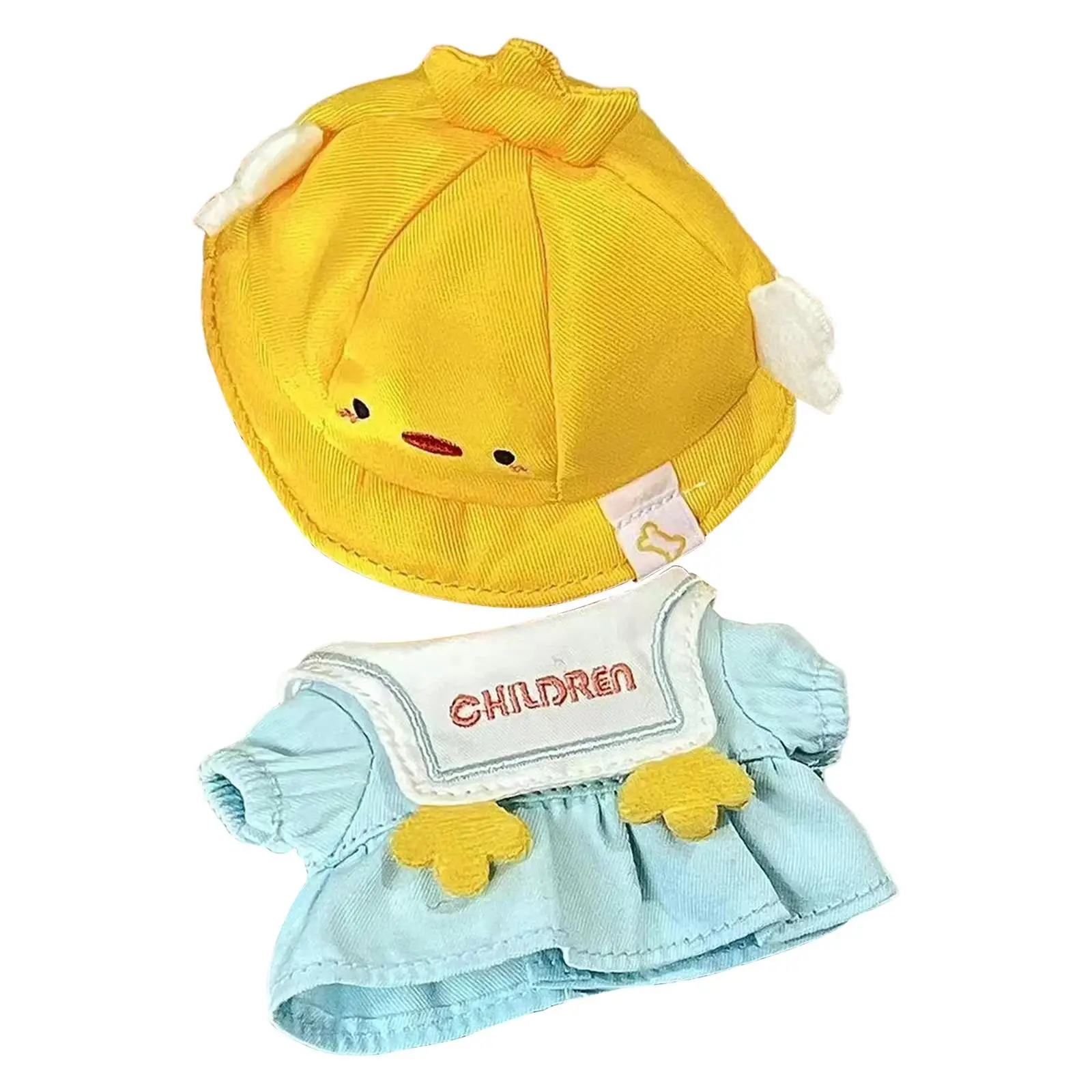 

Plush Doll Short Sleeve Dress with Hat Clothing Fashion Photo Props Coordination for Kids Educational Costumes for 17cm Dolls