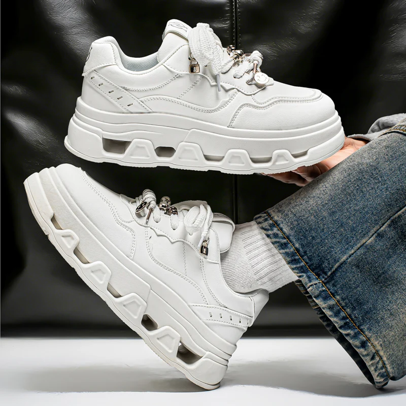 

New Spring Summer Men's Punk Pendant Fashion Platform Shoes Thick Sole Elevator Outdoor Non-slip Wear-resistant Casual Sneakers
