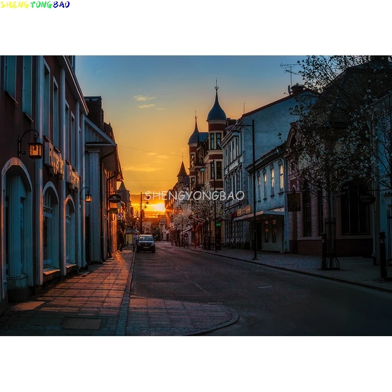 Vintage European Street View Scenery Photography Backdrops  Wedding Travel Photo Backgrounds Studio Props JJT-06
