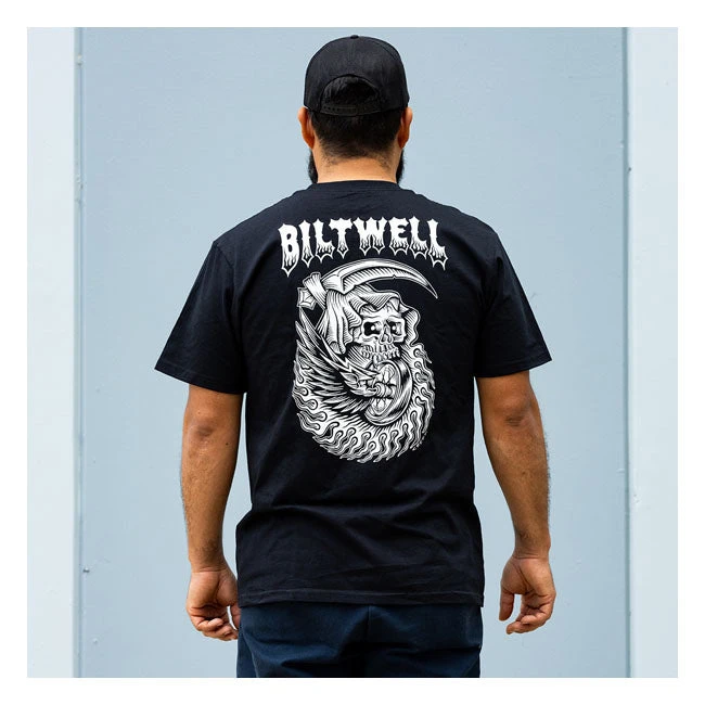 Retro Biker Grim Reaper Skull Scythe Flame Motorcycle Wheel Graphic Tee Cotton Mens Womens T-Shirt Outdoor Casual Top