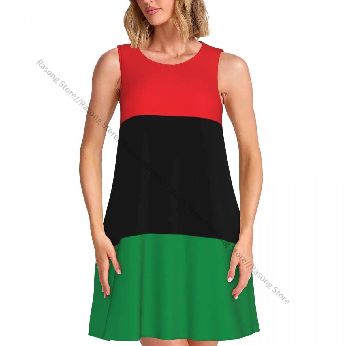 

O Neck Sleeveless Above Dress Pan African Flag Women Casual Knee Women's Dress Maxi Dresses