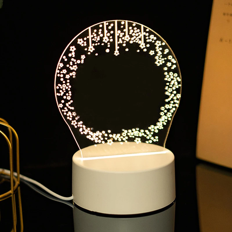 Transparent Luminous LED Night Lights USB Luminous Acrylic Night Light Erasable Write Message Board Calendar Desktop Ornaments