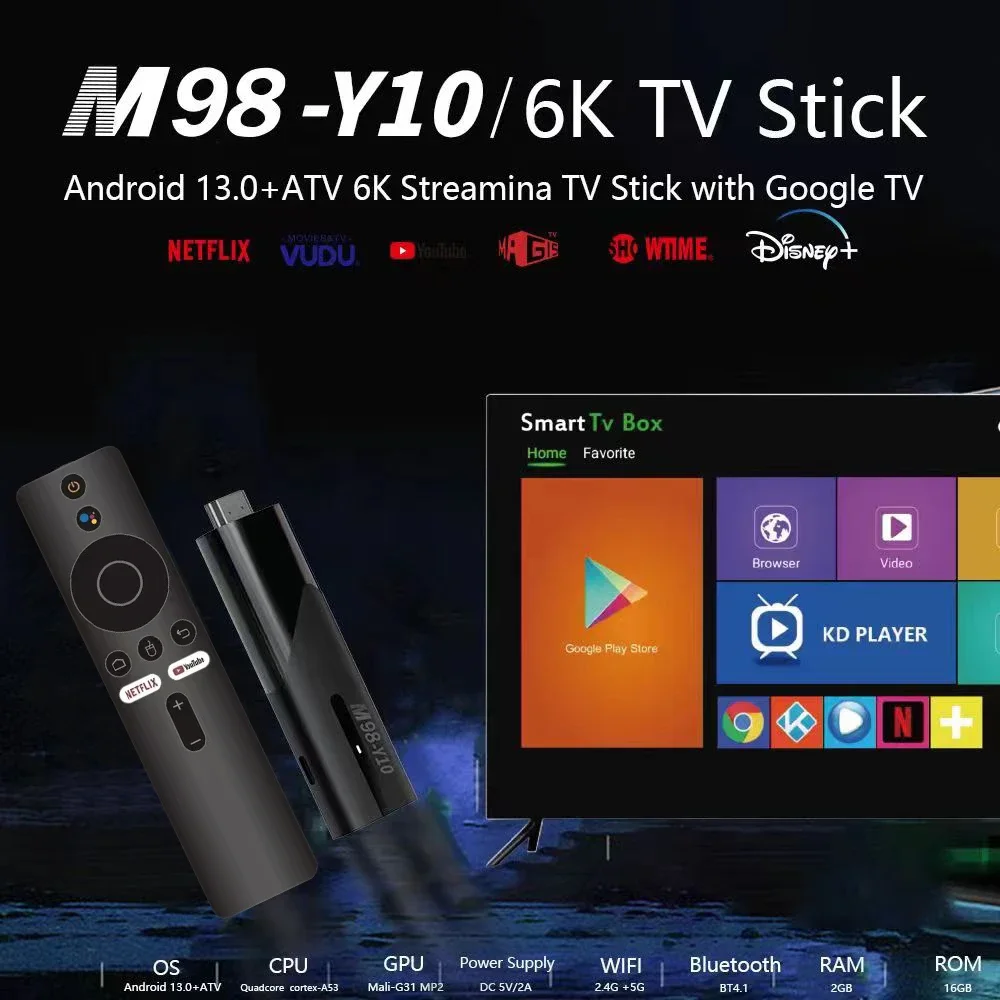 Mini TV Stick Android 13 Allwinner H618 Quad Core Cortex A53 Ondersteuning 8K Video 4K Wifi6 BT5.2 Voice Remote Smart TV Box